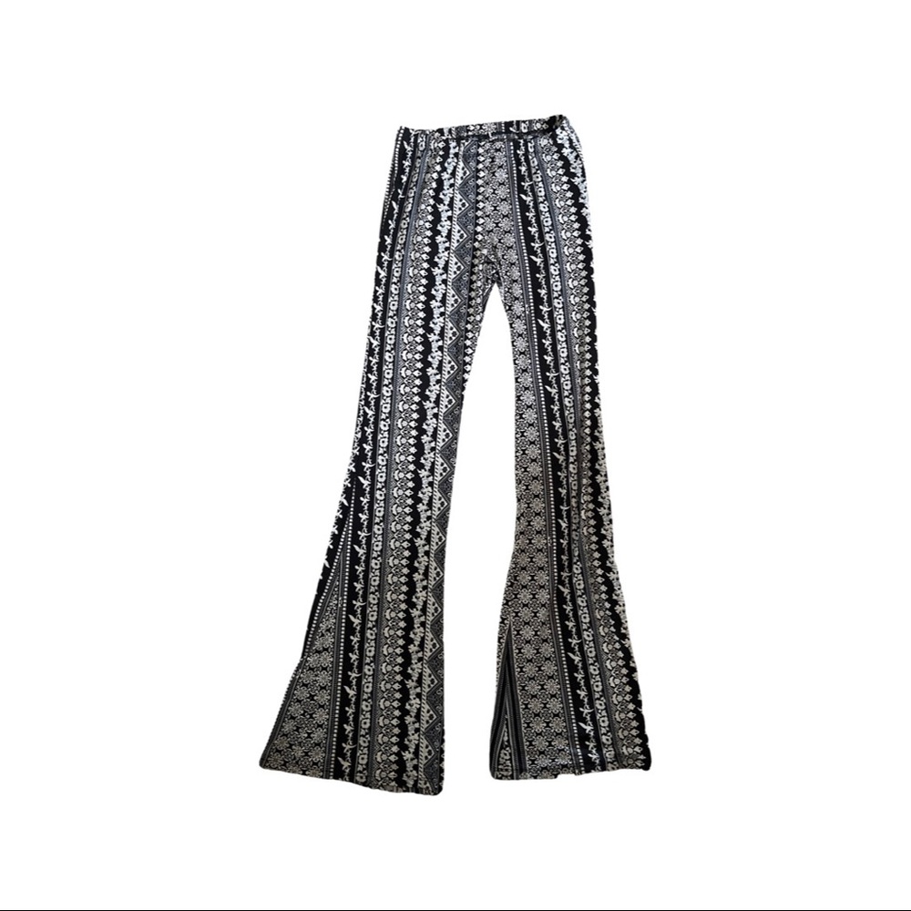 Black and white womens high Waist Wide Leg Long Palazzo Bell Bottom Yoga Pants